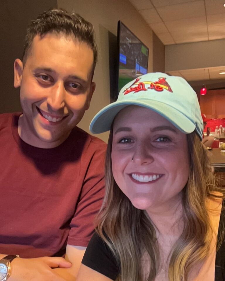 Kelsey & Brian at WashU's Chancellor Suite at Busch Stadium.