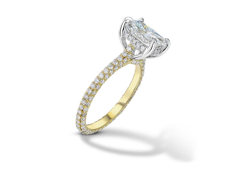 Diamond engagement ring with pavé setting