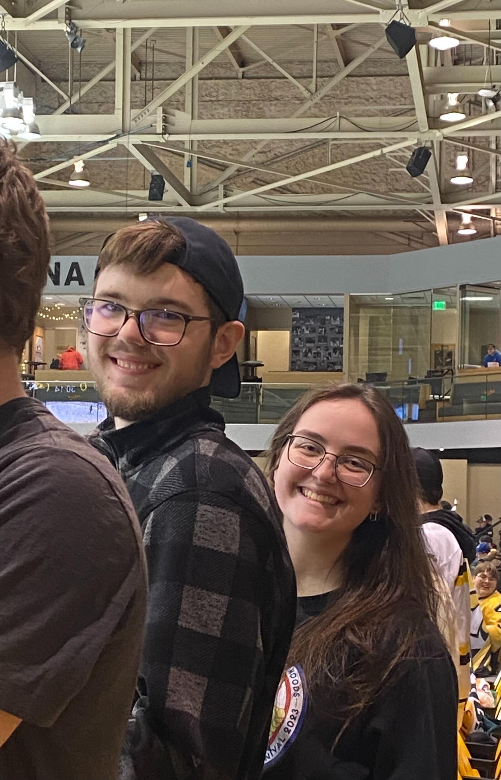 Hockey! - Carter and Audrey spent a lot of time hanging out with friends at hockey games. It's always fun to have a cheering buddy! This is a picture from one of the later games in the season.