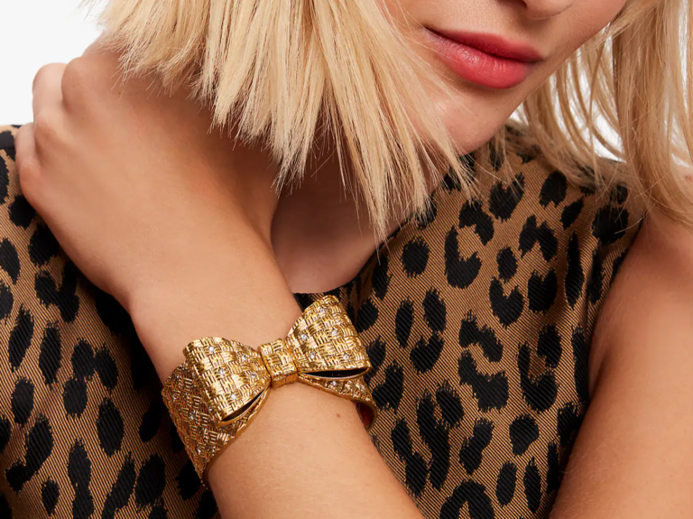 gold bow cuff bracelet