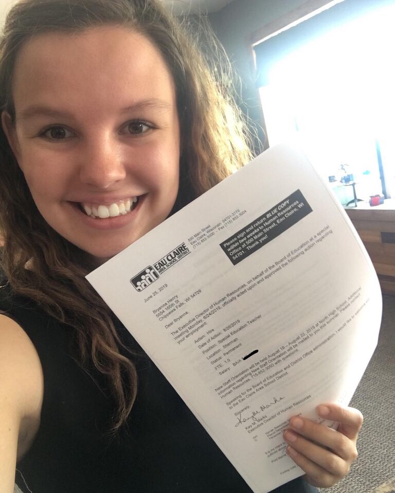 Bryanna moves to Eau Claire; after accepting a Special Education position at Sherman.
