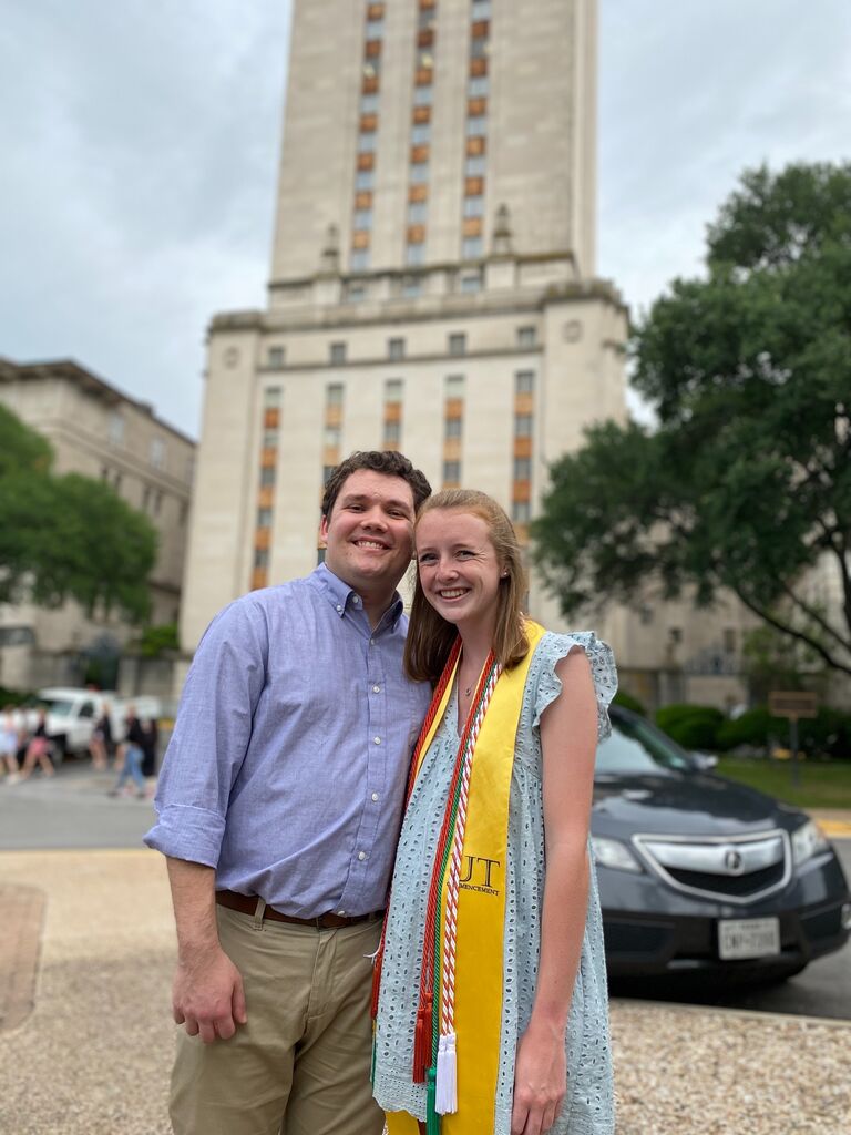 We graduated college with plans to move back home with him starting work and me going back to school!