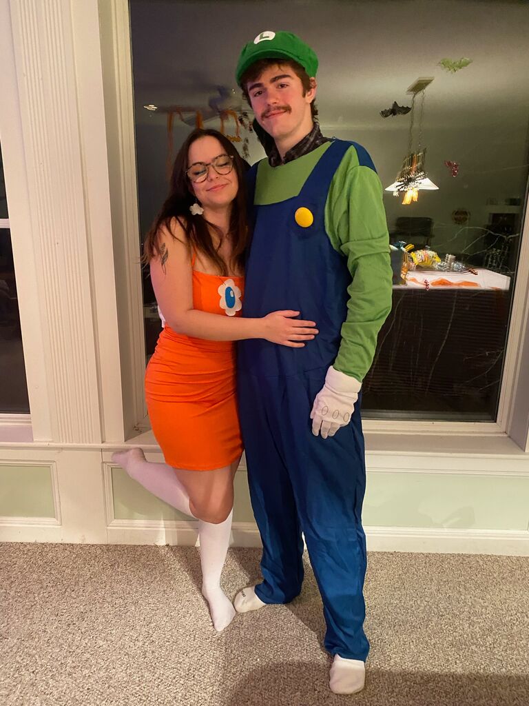 The second halloween, this time featuring Daisy and Luigi from the Mario Bros. Aleah hand-makes both costumes every year, so it's a fun challenge!