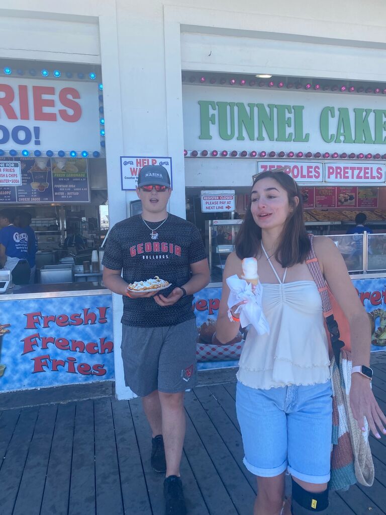 Us at the Jersey Shore, excited for Clark to try his first funnel cake! (he didn't like it)