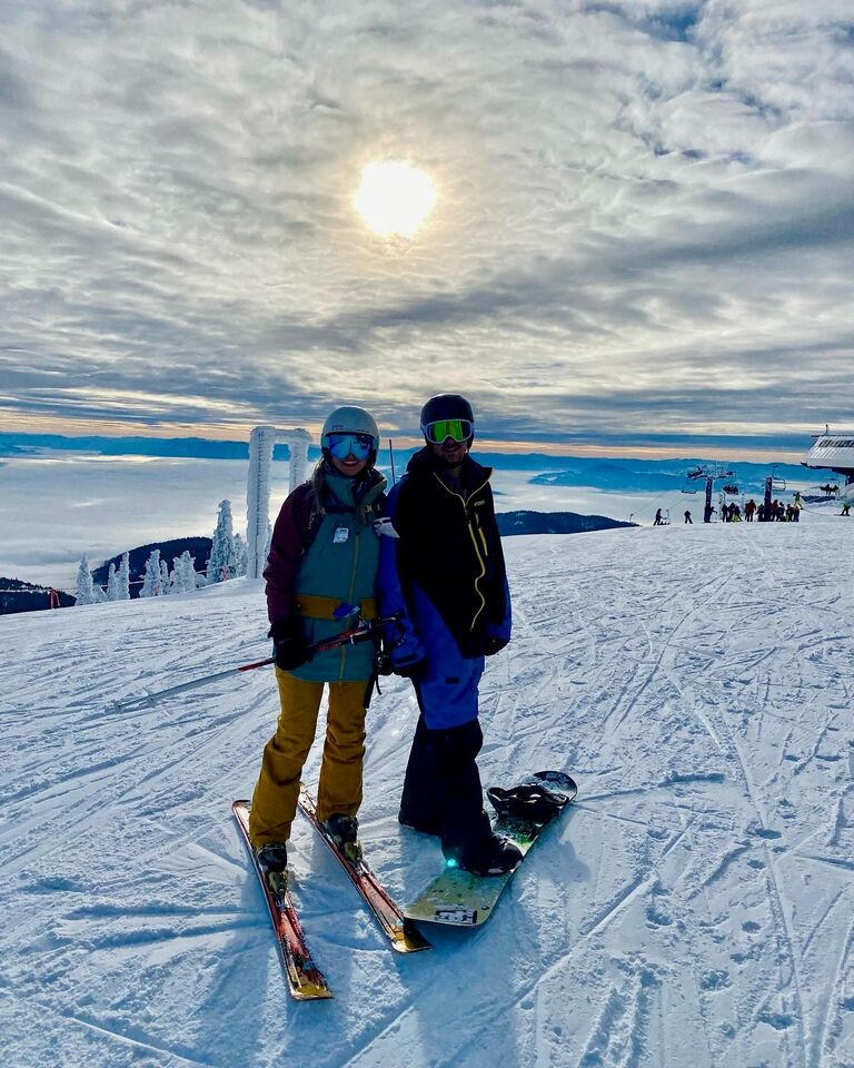 Skiing together at Schweitzer