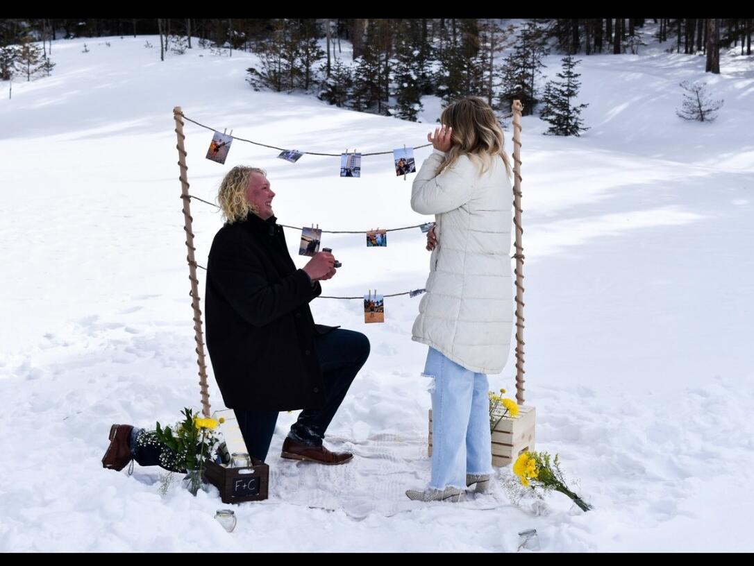 Frank asked Caitlin to marry him! He then surprised her with an engagement party with all their friends and family at Altitude Steak House!