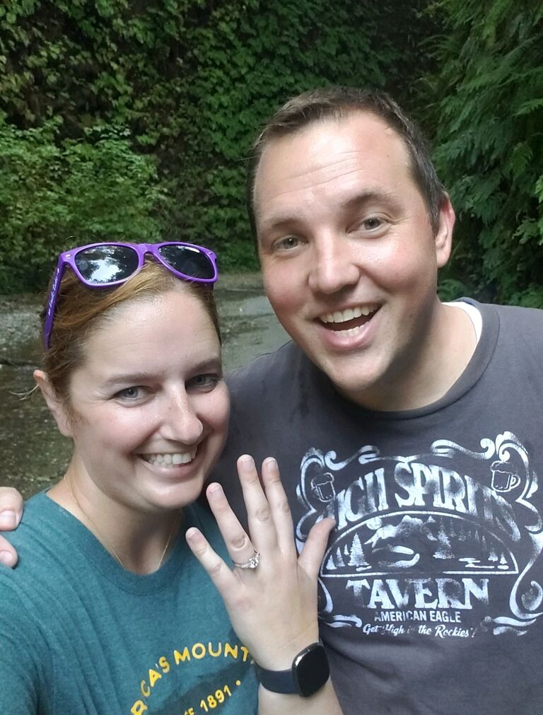 We got engaged! Fern Canyon part of the Redwoods National and State Park (our 7th together)