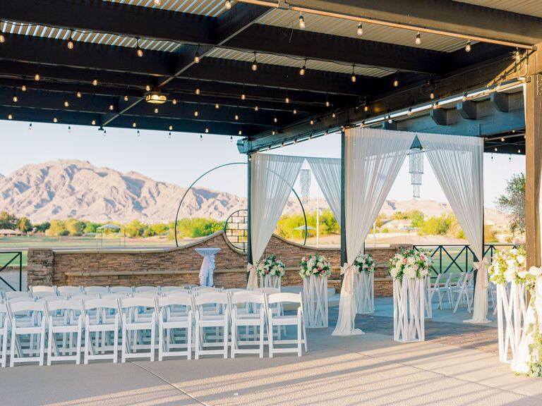Outside ceremony spot with the rocky mountain backdrop