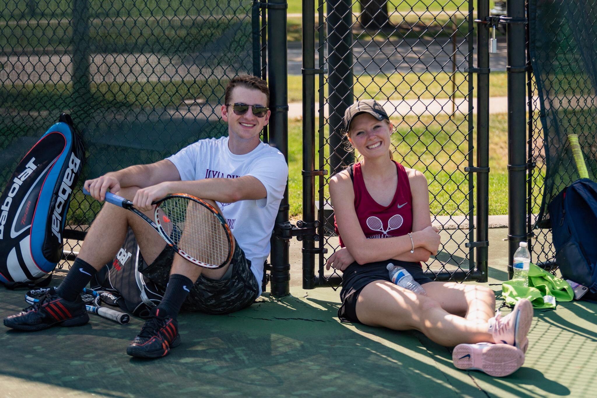 Playing on the Loyola Club Tennis team together.