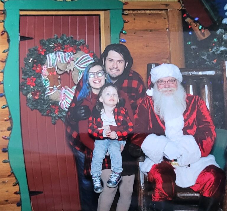 We randomly met santa. Emily was conflicted