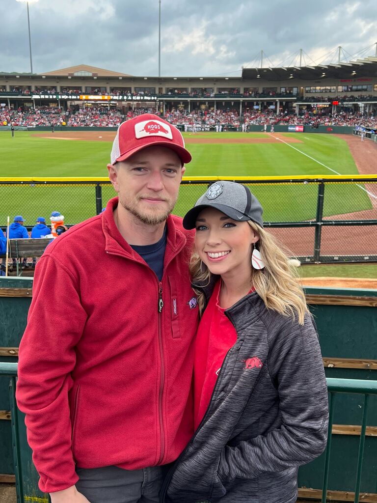 Something Ciarra and Matthew love to do together: Call the Hogs!