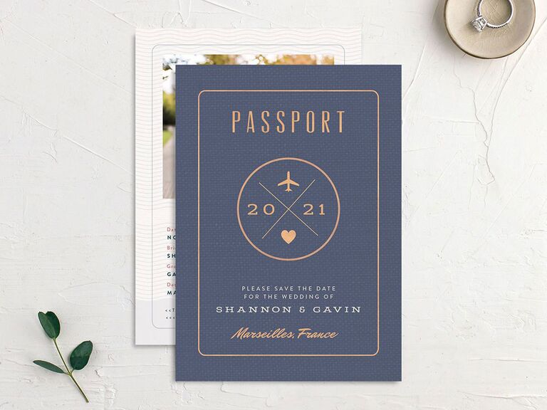 passport destination wedding save the date