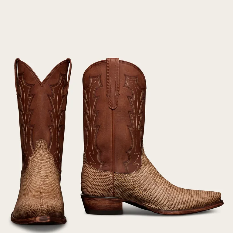 Men's lizard brown cowboy boots for wedding
