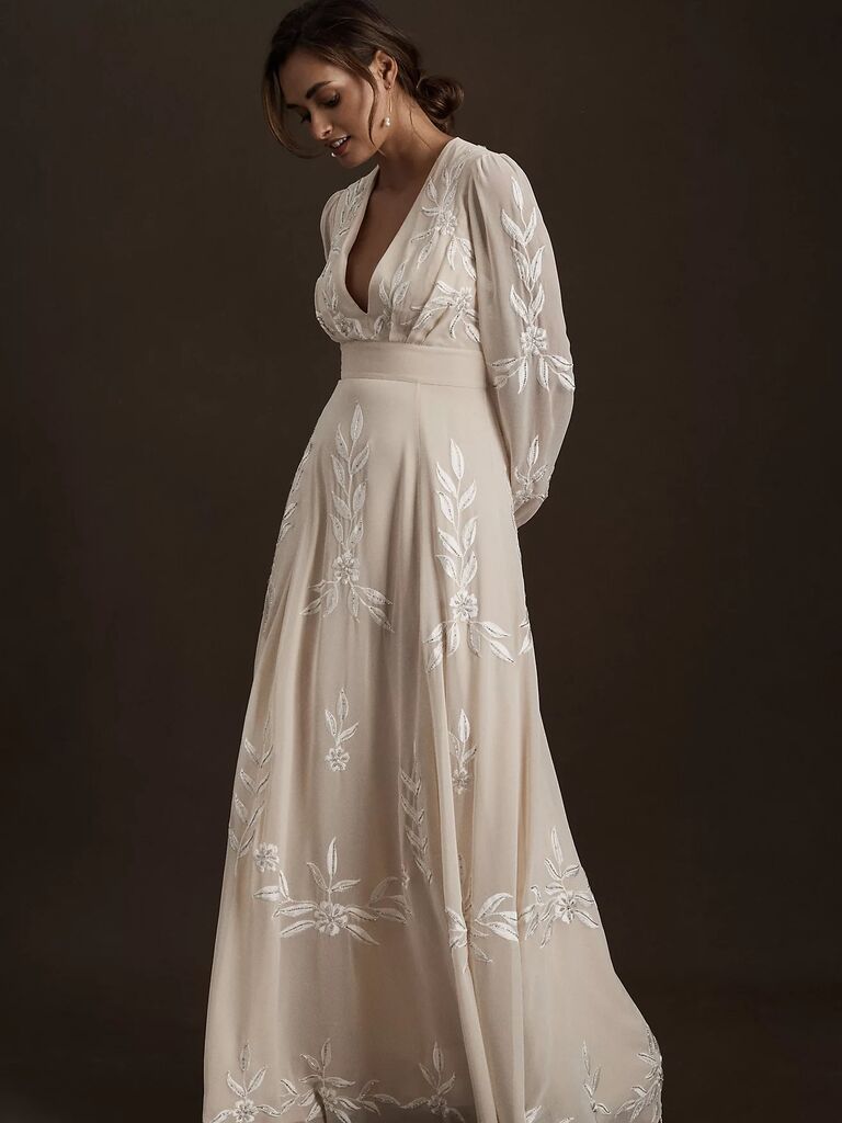 Long sleeved embellished gown for Folklore themed party. 