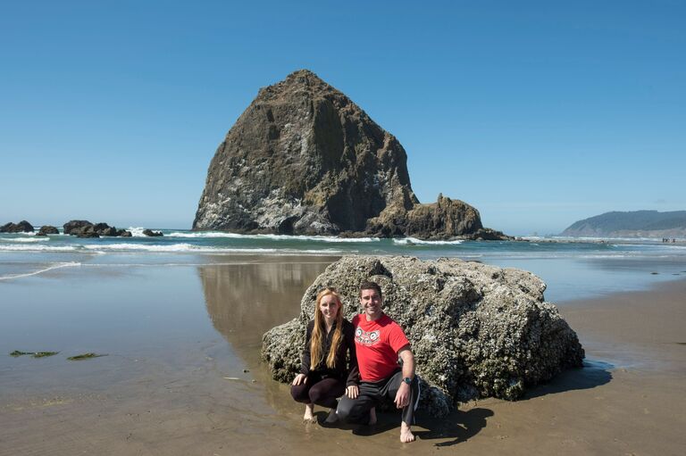 Max and I explored the Pacific Northwest together, including Canon Beach in Oregon.