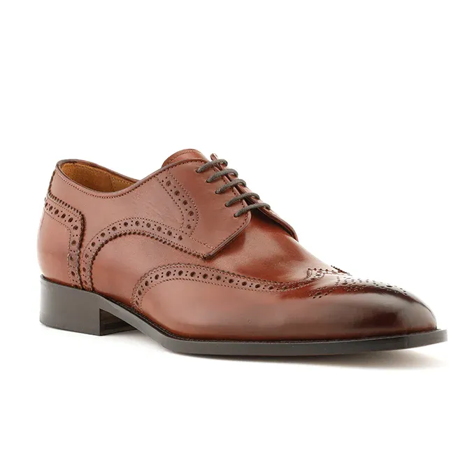 Brown leather wingtip mens wedding shoes