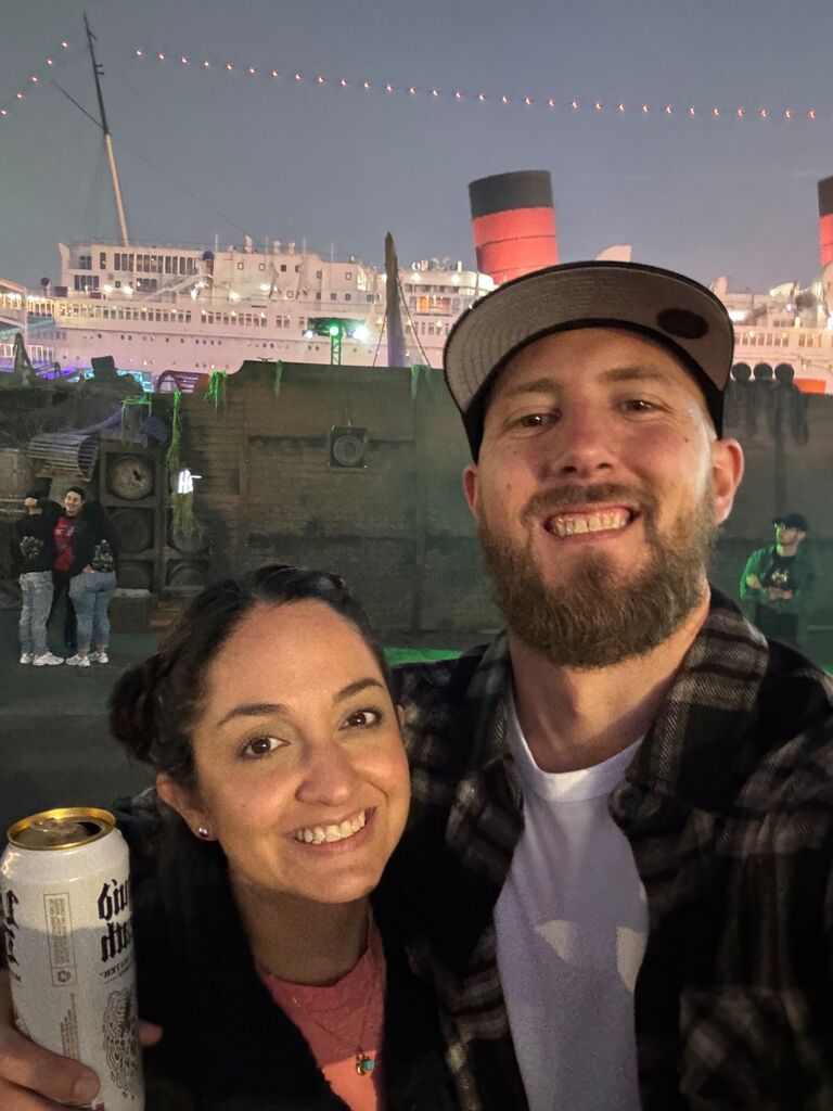 Kathy, who hates anything scary, joined Derek on a night of frights & screams at Queen Mary's Dark Harbor!