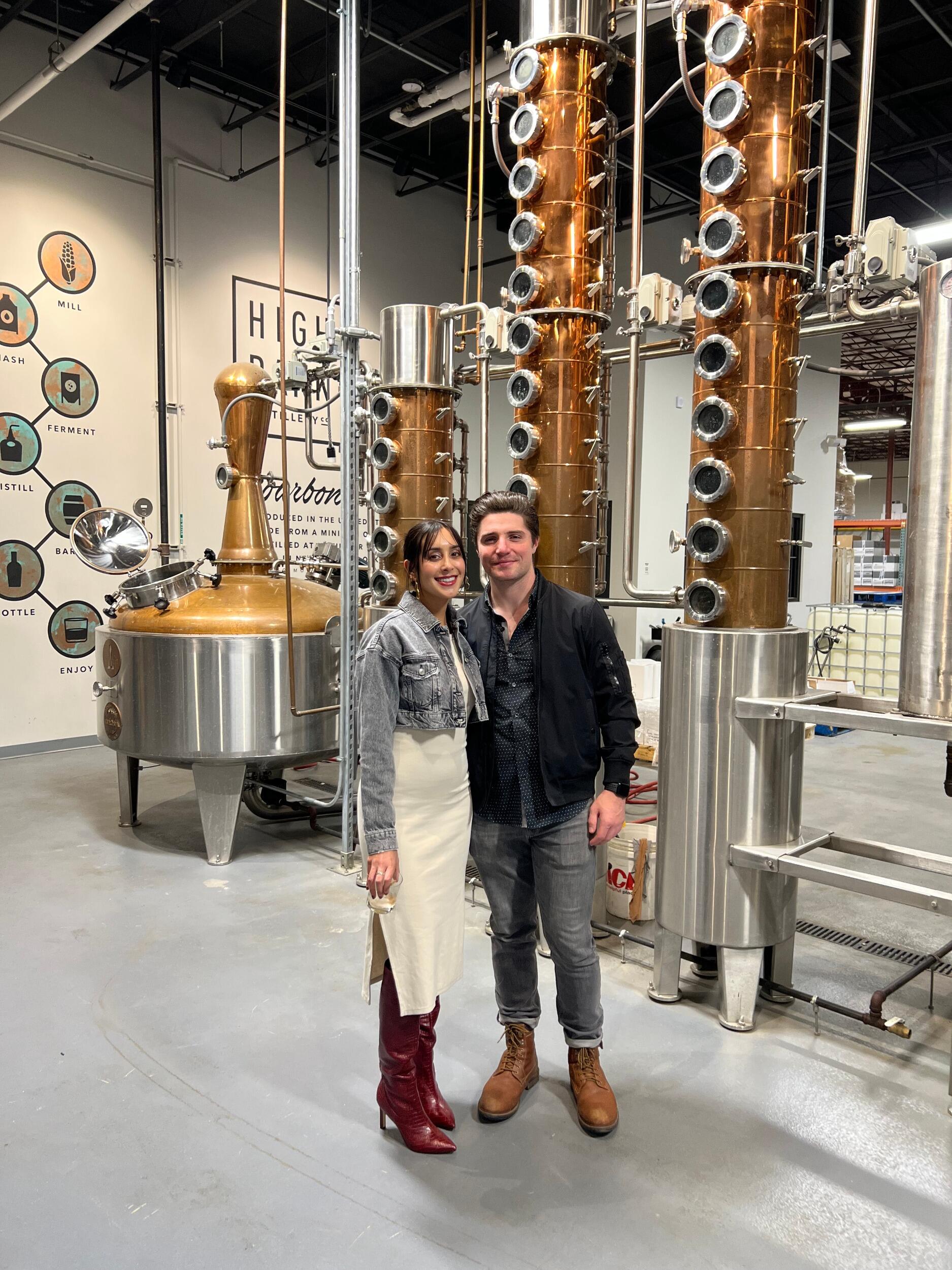 Lila and Tyler on a tour of High Bank Distillery for Tyler's 27th birthday! 