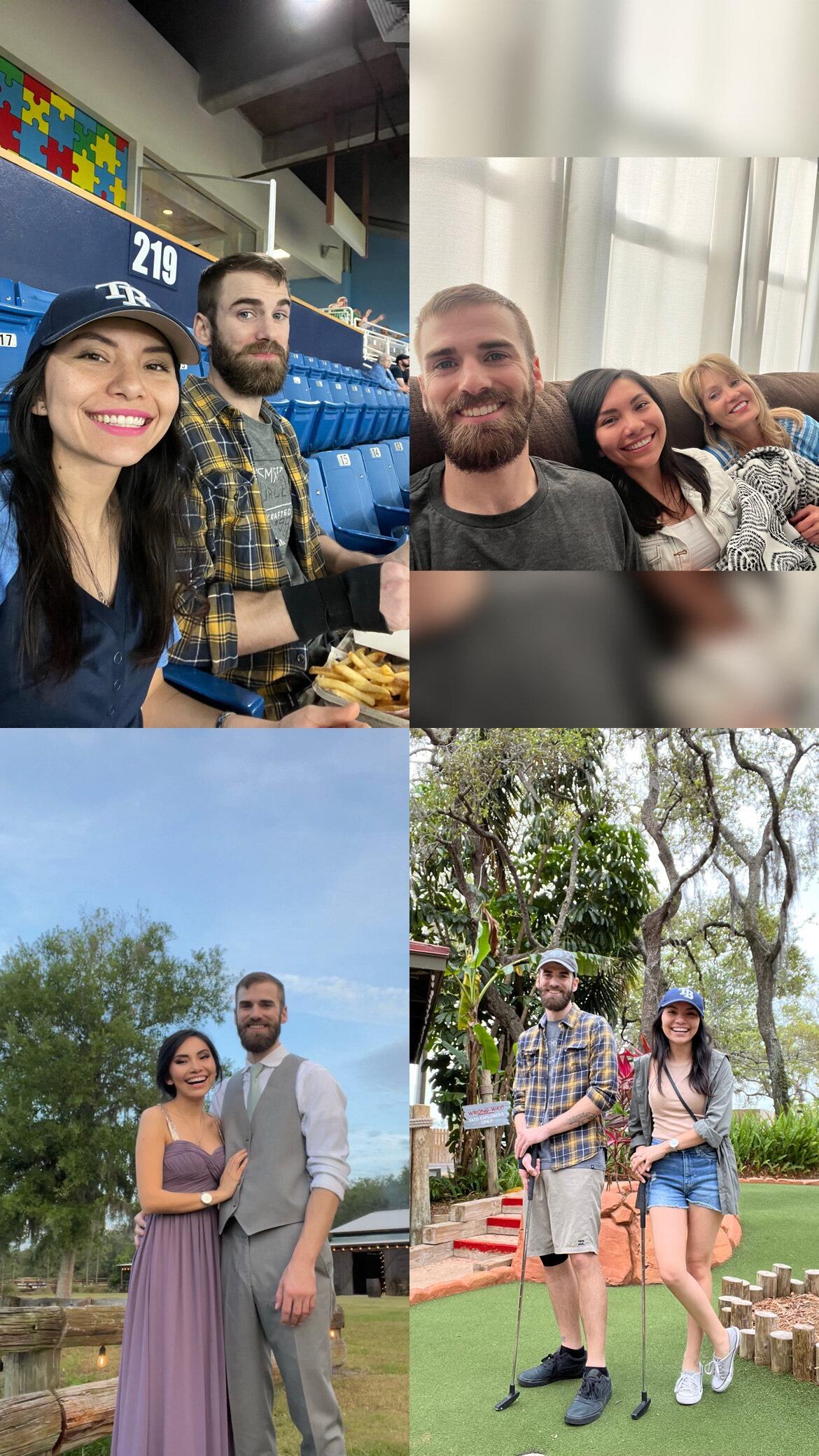 Alix's trips to Tampa (February & April). 
Alix met James' family during these trips.