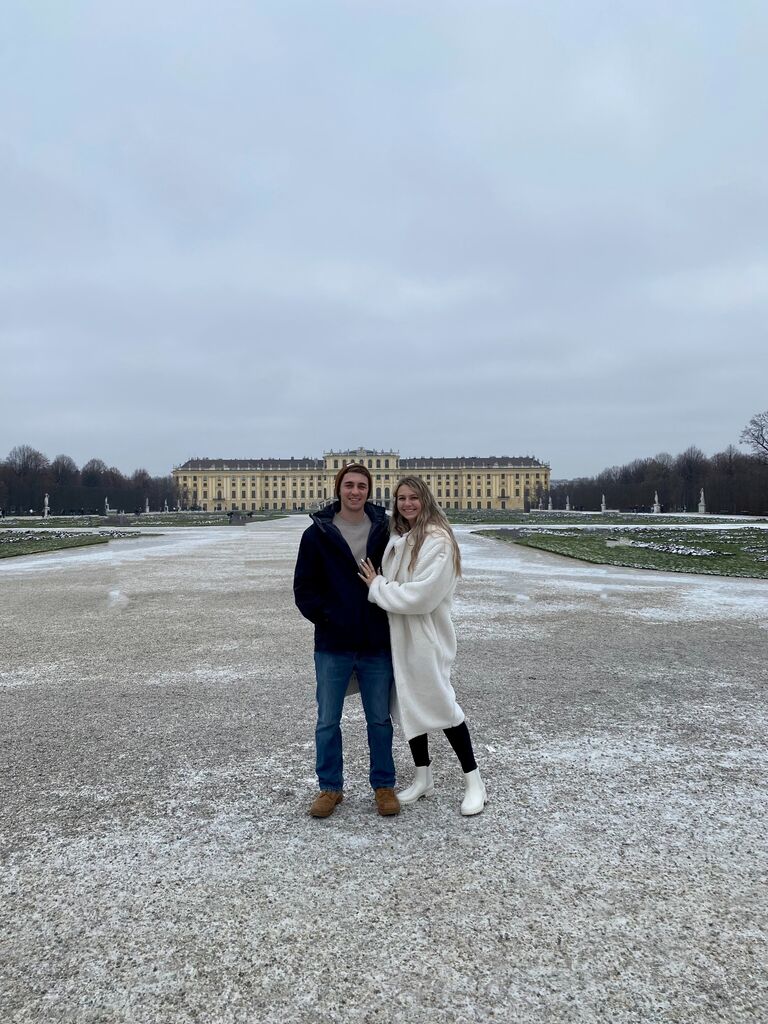 We got engaged at Schönbrunn Castle in Vienna, Austria.