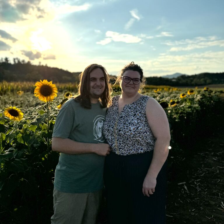 Photos in a sunflower field. We took a day trip to Asheville for Jen's birthday and found this beautiful field of sunflowers just before sunset.