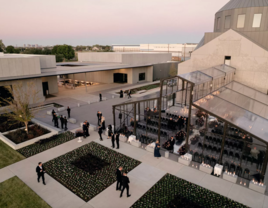 Aerial photo of outdoor reception space at Hall of Lights wedding venue in Dallas, Texas