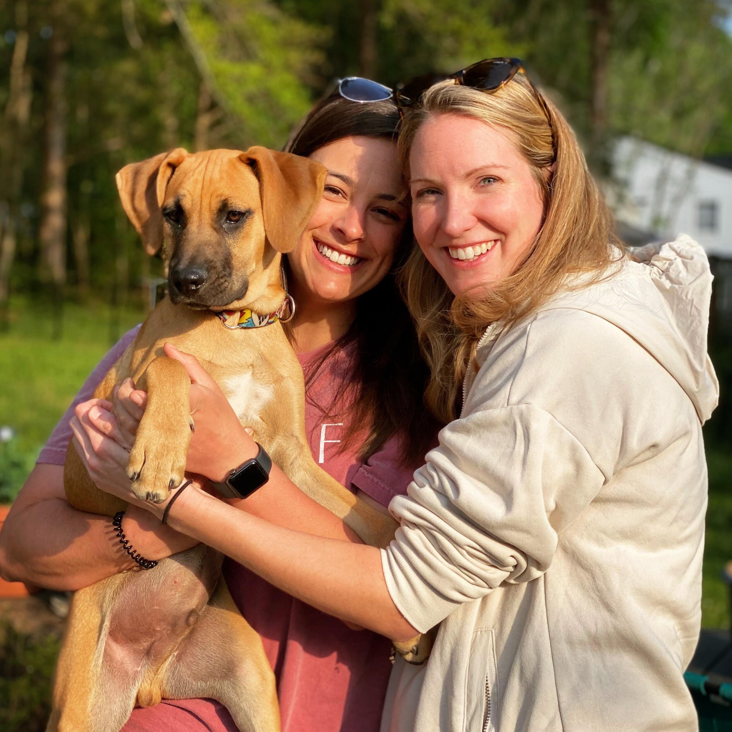 One day Ali came home from her pediatrics rotation and said "I really like the name 'Maverick' for a kid." Laura said, "Veto," and so we adopted a handsome coonhound instead. His name is Maverick. 