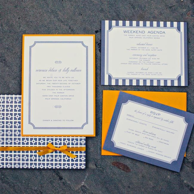 Blue and Orange Wedding Invitations