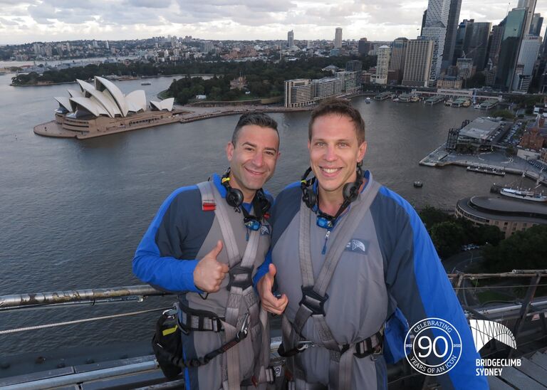 Alex & John climb Sydney Harbor Bridge while in Australia