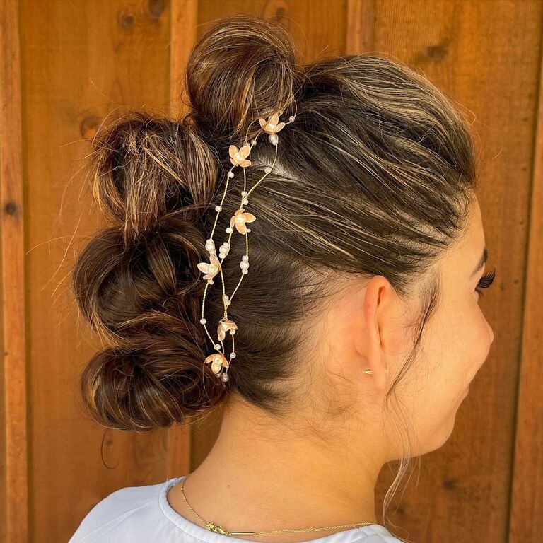 Multiple Mini Buns bridesmaid updo hairstyle