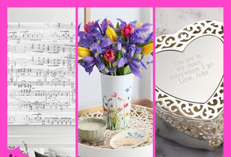 Collage of four 25 year wedding anniversary gifts