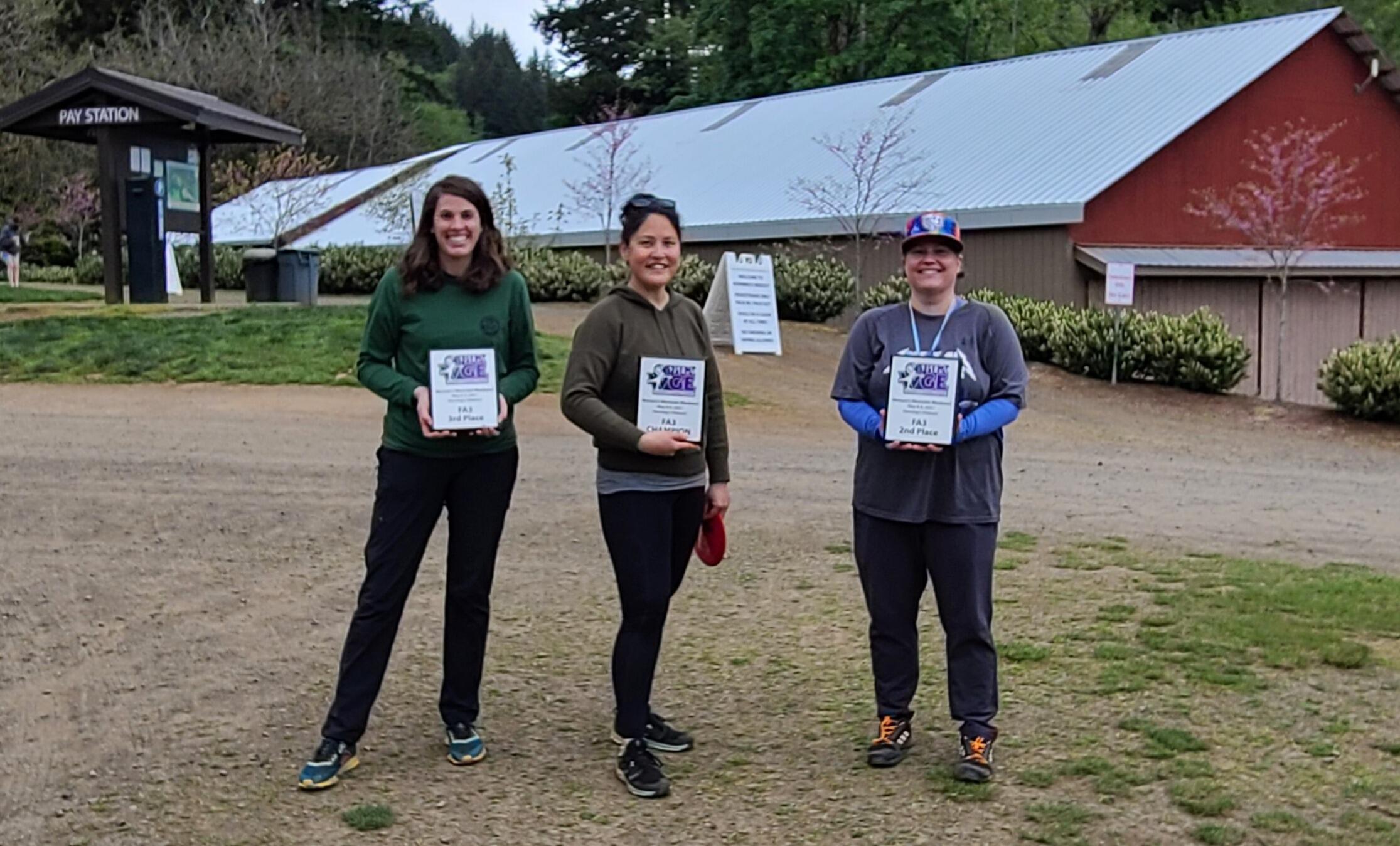 Ashley is officially a competitive disc golfer. Martin had purchased her first membership to the Professional Disc Golf Association a few months before she won her first tournament in the Women's Global Event at Horning's Hideout.