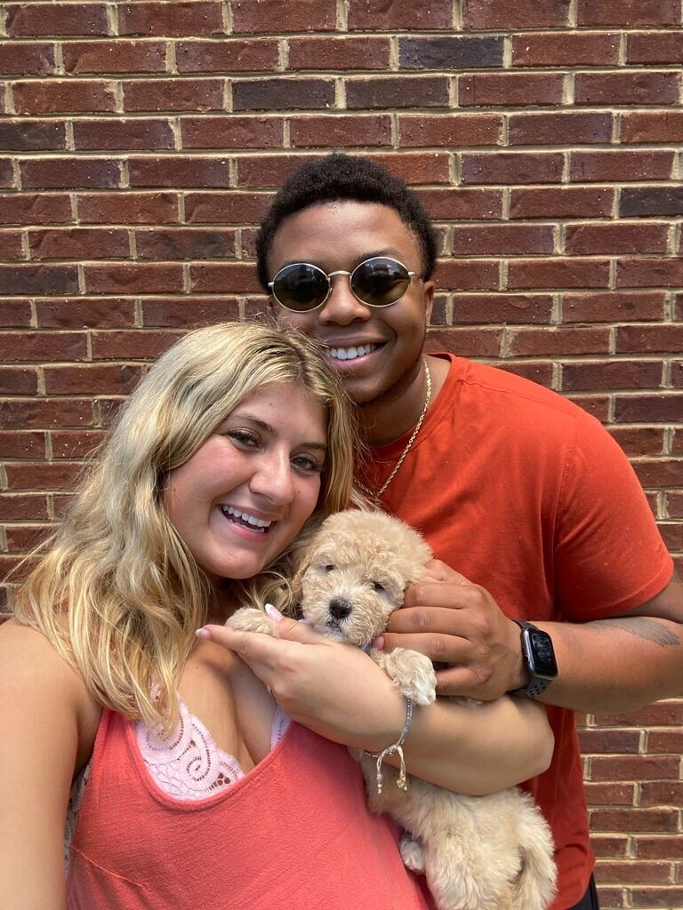 Got our sweet pup, Goldie, together <3!