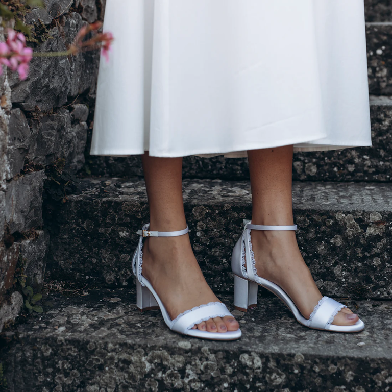 Sarah Flint satin and lace bridal heels