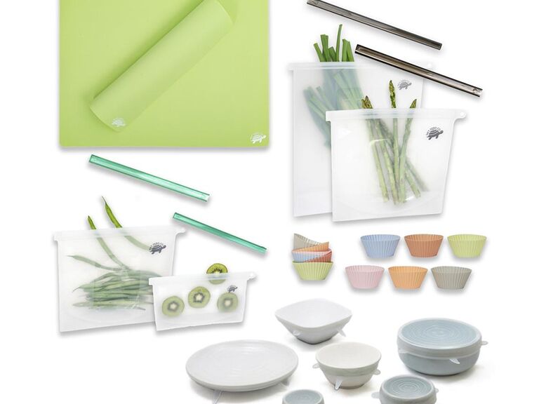 Nonstick eco-friendly bakeware set in light green and blue colors