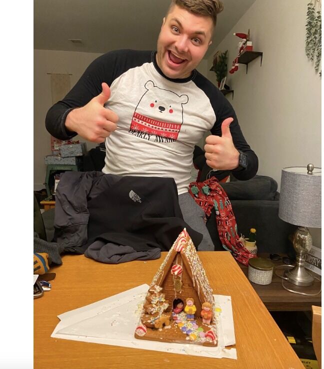 Our crazy gingerbread house 2021