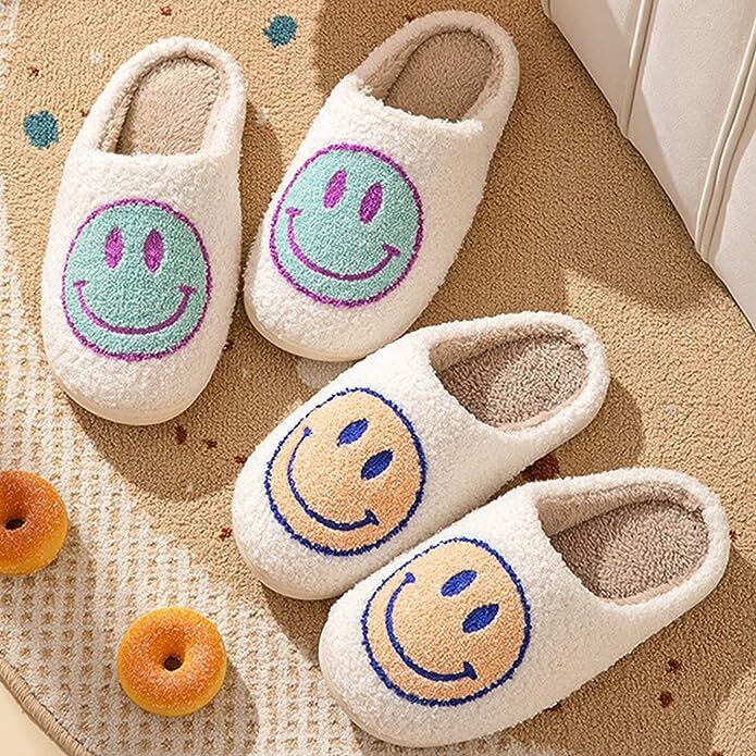 Smiley face fuzzy slippers bridesmaid gift