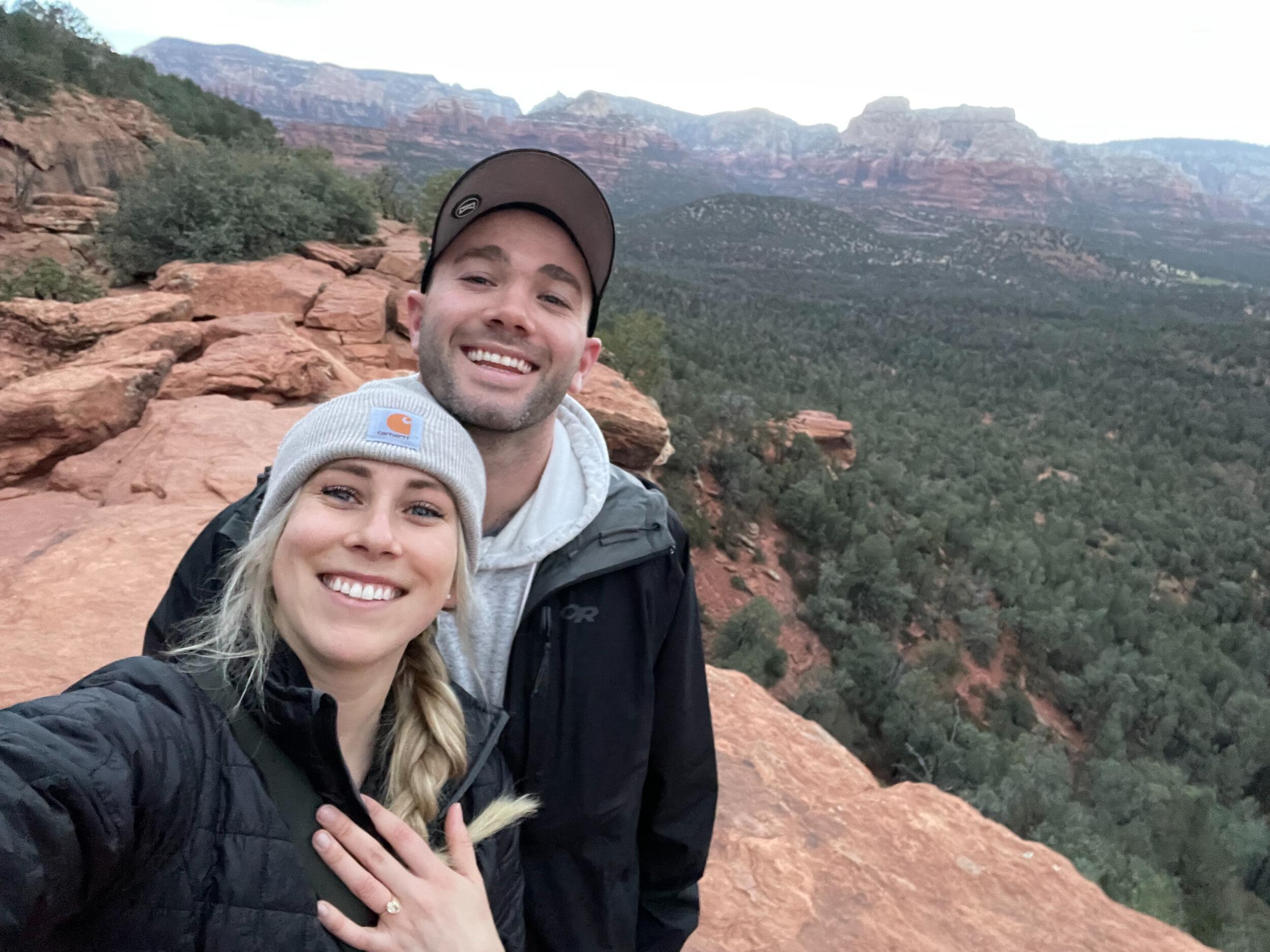Chris proposed at the top of Devil's Bridge hike in Sedona, AZ!