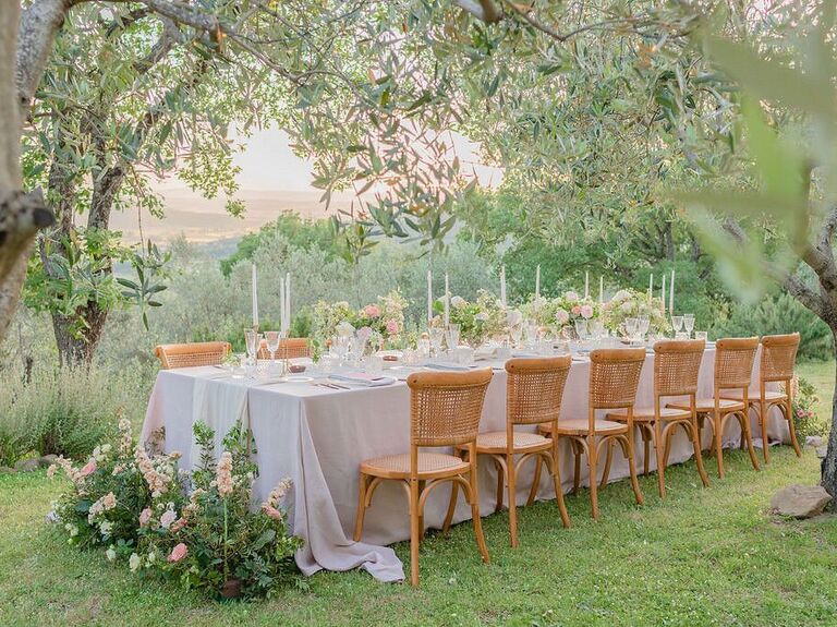 outdoor floral table settings for your spring boho wedding