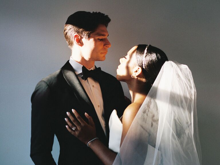 couple getting ready for wedding