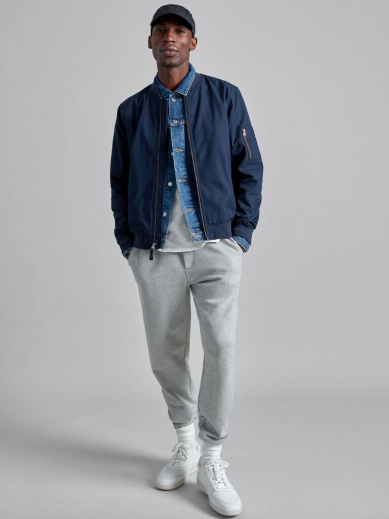 Veste bomber Everlane bleu marine cadeau pour mari