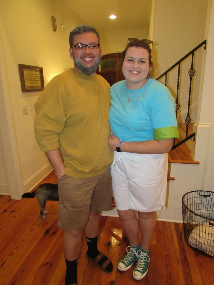 Our first Halloween! We were the grandparents from Phineas and Ferb.