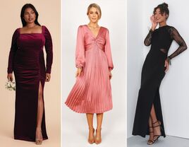 Three long-sleeve bridesmaid dresses