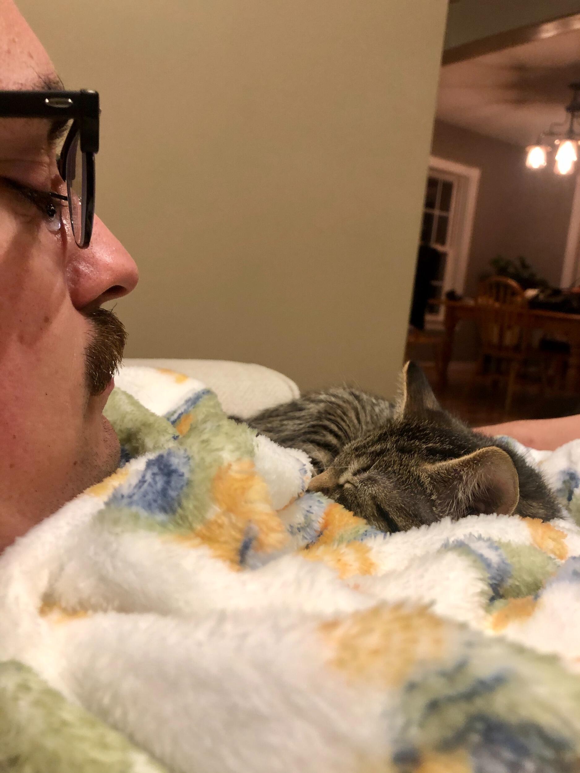 Kev and our first kitty, Dinghy!