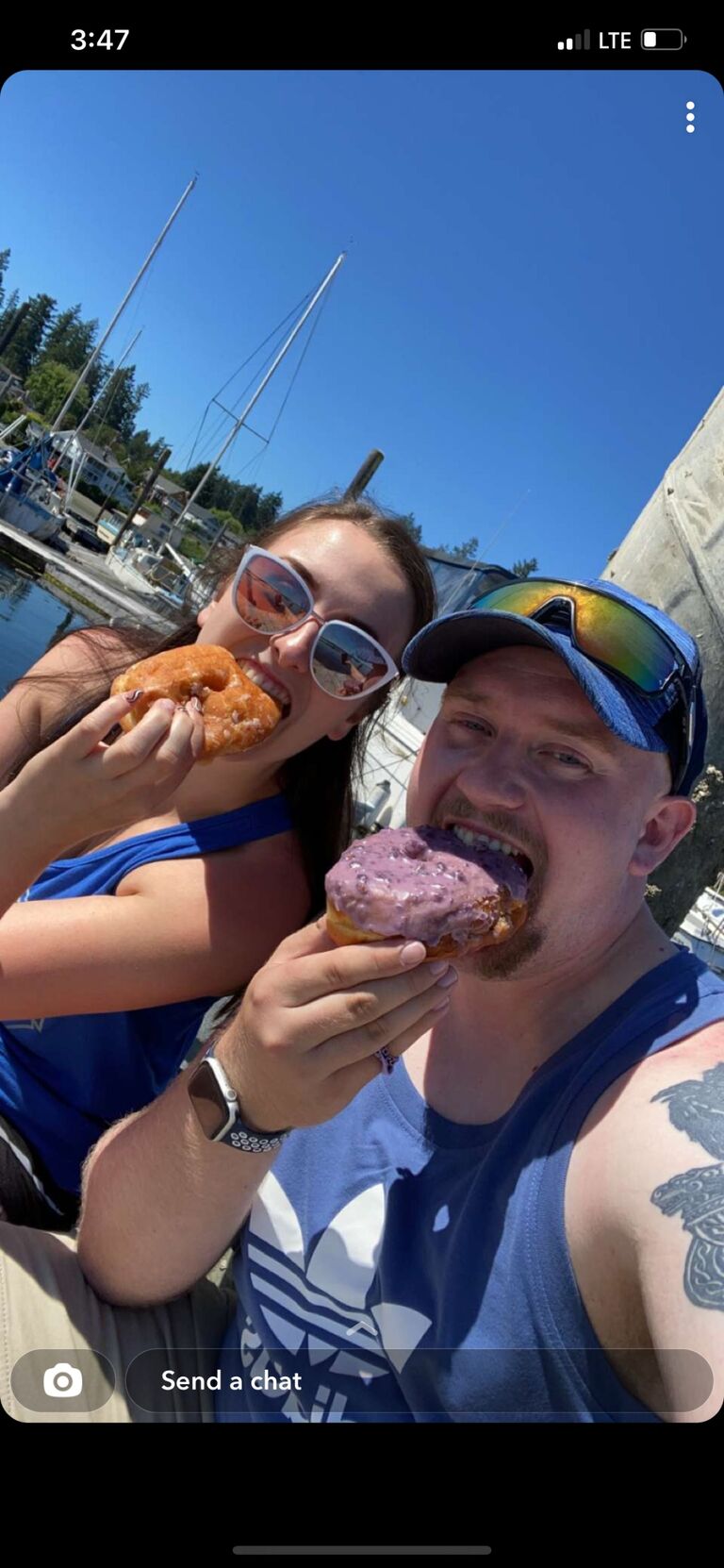 Gavin & Liv met in-person for the first time! Where they walked around Billy Frank Jr. Wildlife Refuge to get to know each other. Then finished the day by getting donuts at The House of Donuts and sharing them on the dock of Boston Harbor Marina.