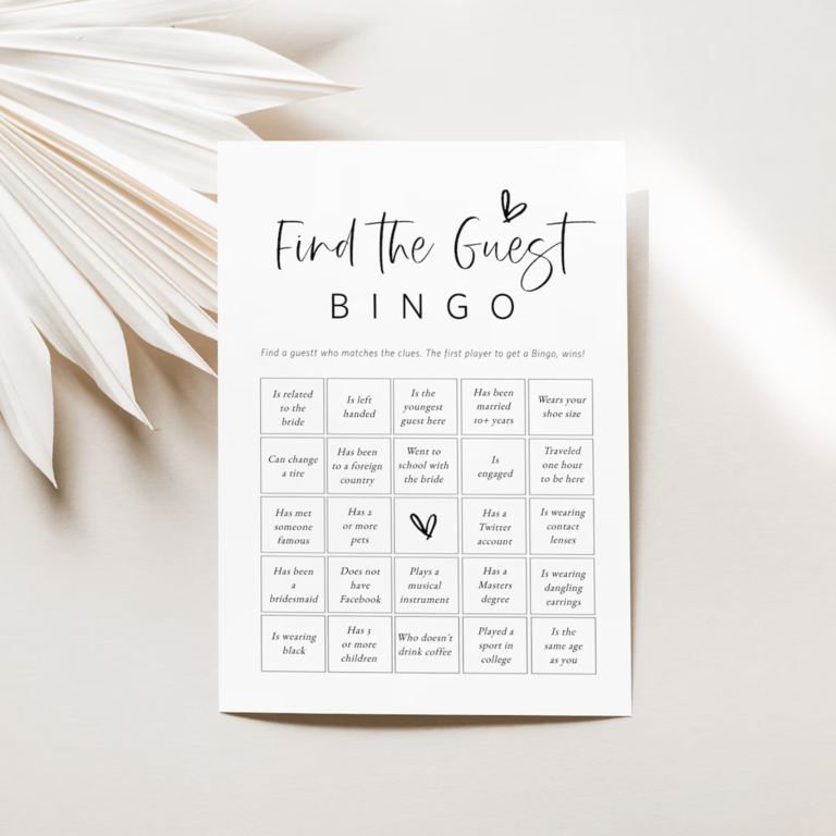 Engaging "Find the Guest" Bingo Printable Rehearsal Dinner Game