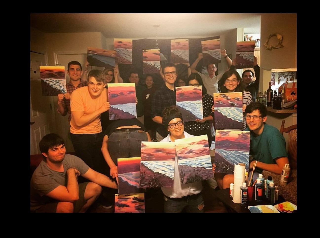 Dan and Jasmine love to throw fun and interesting parties. Wine tasting parties, thrift shop bingo, Super Mario Brothers tournaments, and even a Bob Ross painting night have made appearances in the couple's life together.