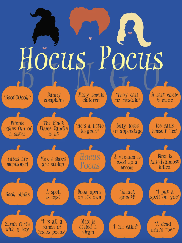 Hocus Pocus bachelorette bingo game 