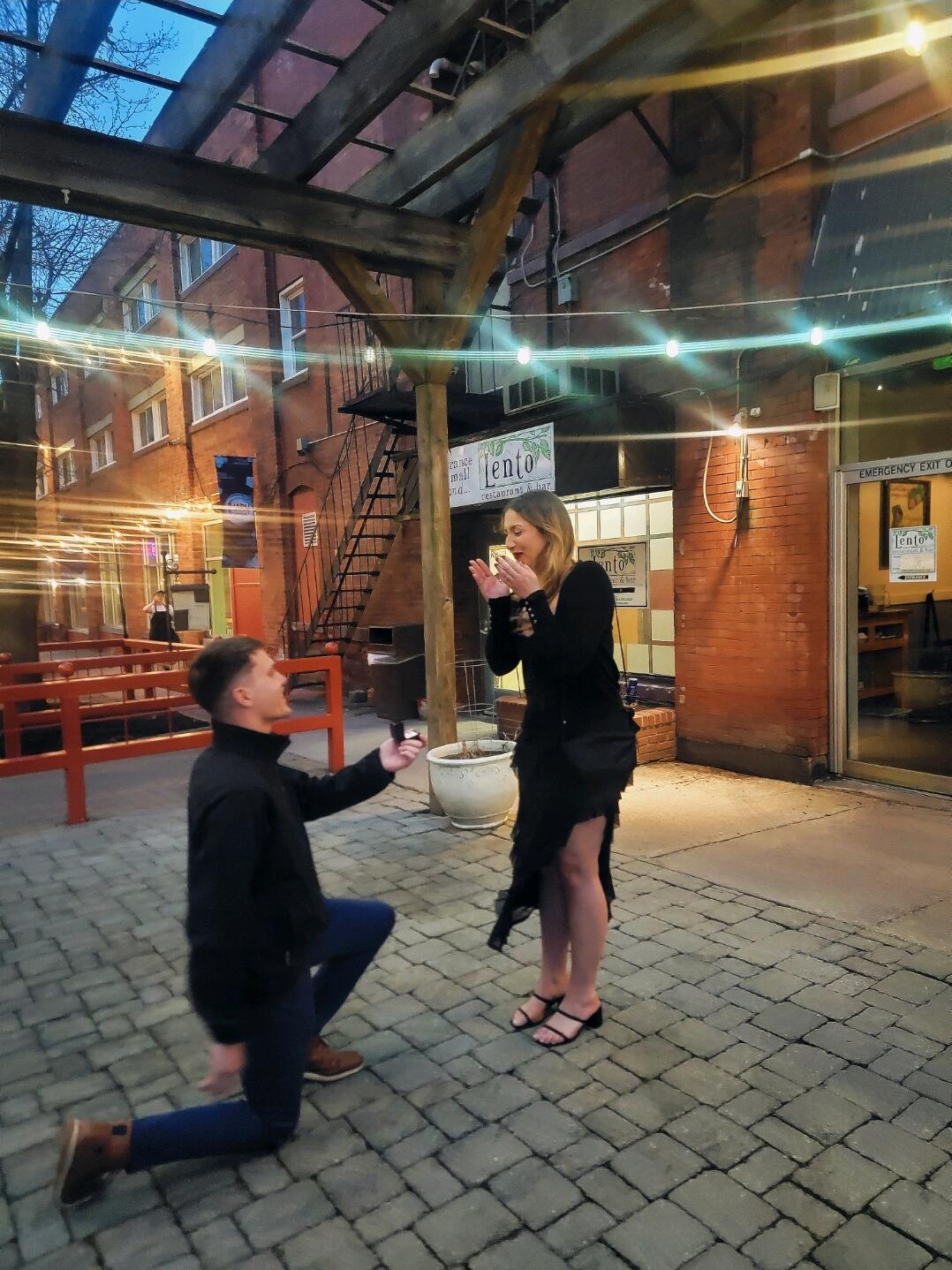 Ryan asked Leeann to marry him!!! It was a total surprise with a very solid cover story and impeccable planning!  Everything was perfect! 
