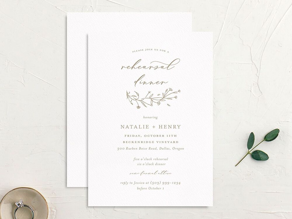 Calligraphed custom rehearsal dinner invitations